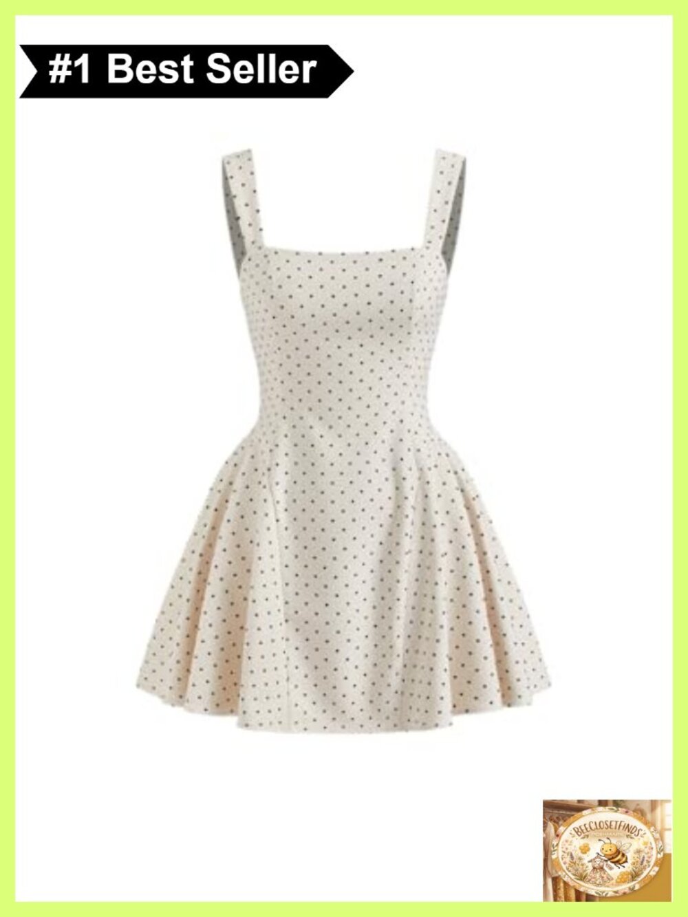 Polka Dot Summer Mini Dress Square Neck Sleeveless Going Out Date Night